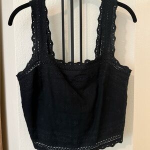 Abercrombie & Fitch Black Eyelet Lace Cropped Tank Ties in the Back
